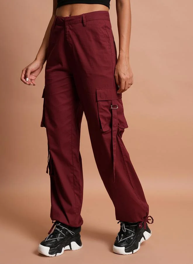 Tokyo Talkies High Rise Cargo Pants with Buckle Detail by Styli