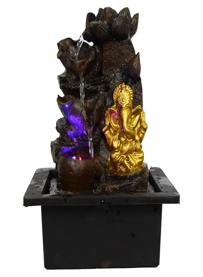 Briovy Waterfall Fountain Indoor Home Decor Polyresin Indoor/Outdoor Water Fountains with LED Lights, Home Decor, Decoration Living Room, Birthday Gift, (FN38) (Design 6) - Image 1