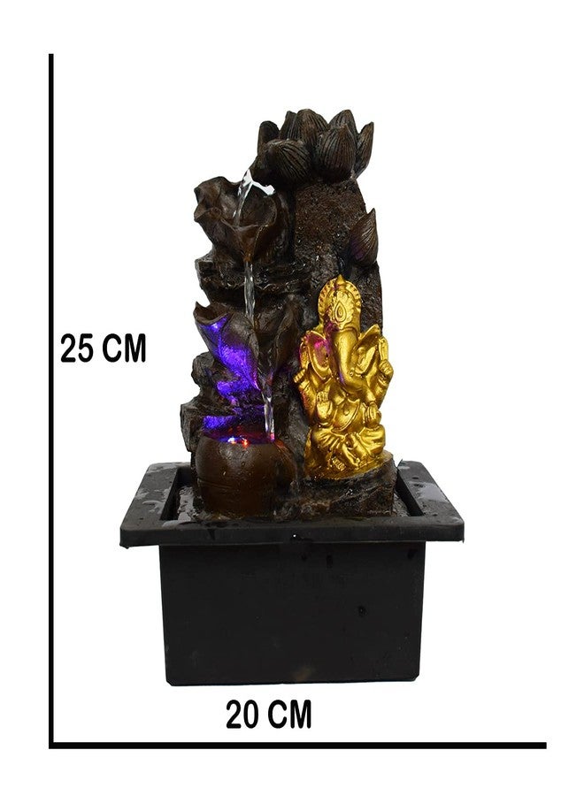 Briovy Waterfall Fountain Indoor Home Decor Polyresin Indoor/Outdoor Water Fountains with LED Lights, Home Decor, Decoration Living Room, Birthday Gift, (FN38) (Design 6) - Image 5