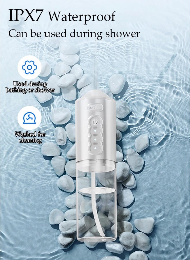 DUNISO Water Floss,Tooth cleaner with removable tank, portable rechargeable waterproof, Dental flusher, with 4 Modes,  4 Replaceable Jet Tips,  suitable for family trips (White) - Image 5