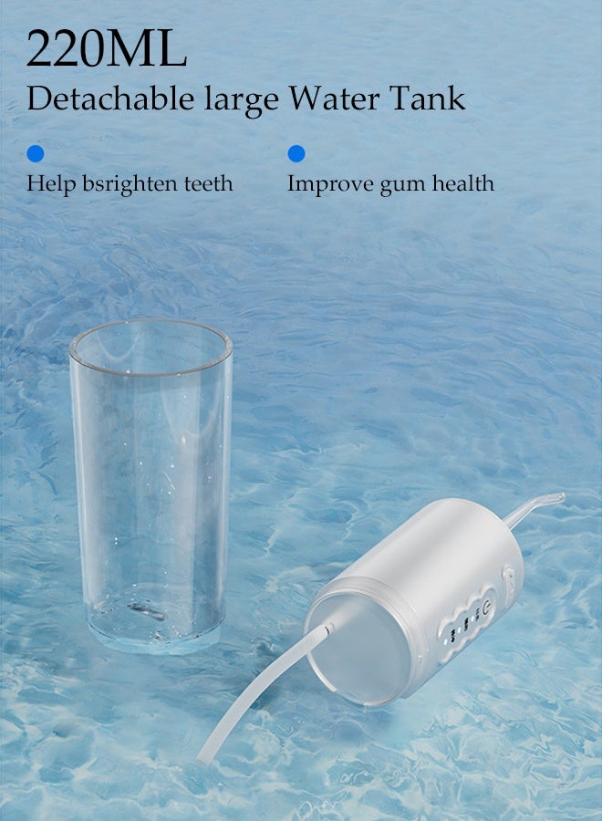 DUNISO Water Floss,Tooth cleaner with removable tank, portable rechargeable waterproof, Dental flusher, with 4 Modes,  4 Replaceable Jet Tips,  suitable for family trips (White) - Image 4
