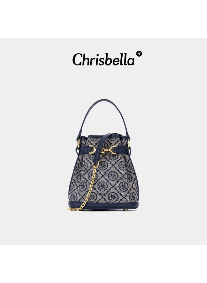 CHRISBELLA Jacquard Star Diamond Small Pearl Chain Shoulder Handbag Bucket Bag - Image 3