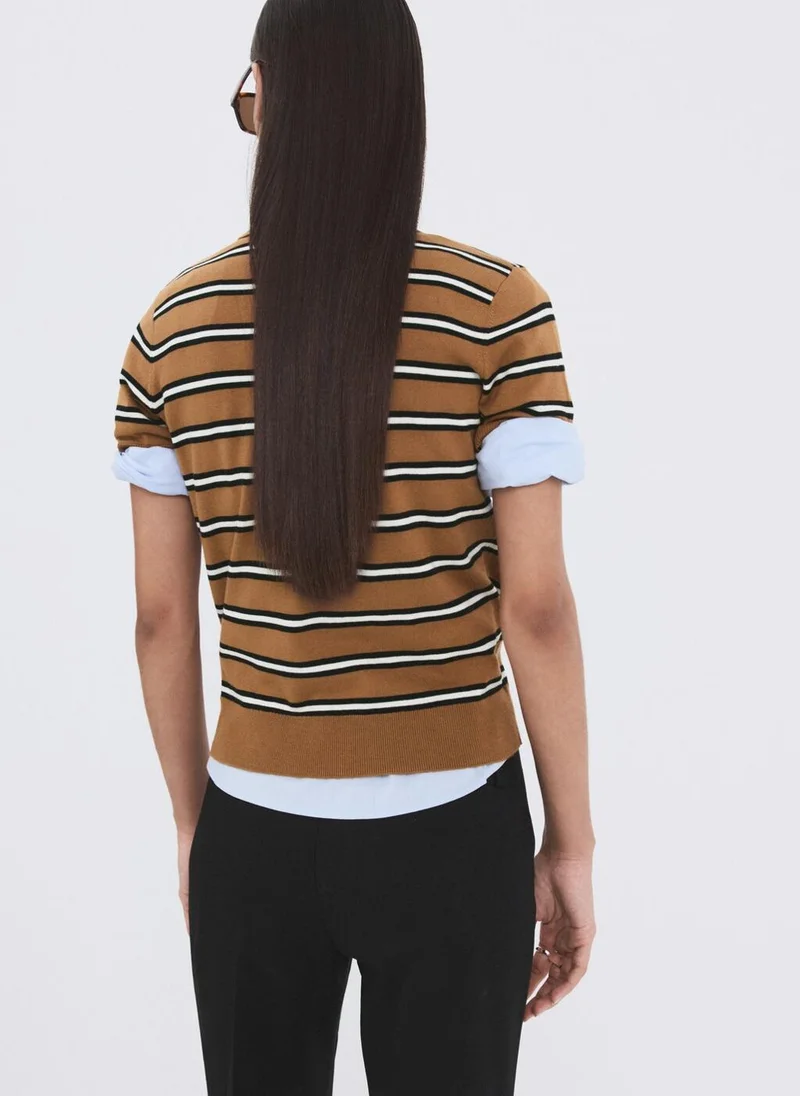 MANGO Striped polo-neck sweater