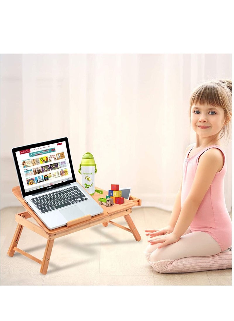 Generic - FFD Bamboo Laptop Table Bed Tray Standing Lap Desk For Sofa Portable Adjustable Serving Tray For Eating Breakfast Reading Book Watchin Movie On Ipad - Image 1