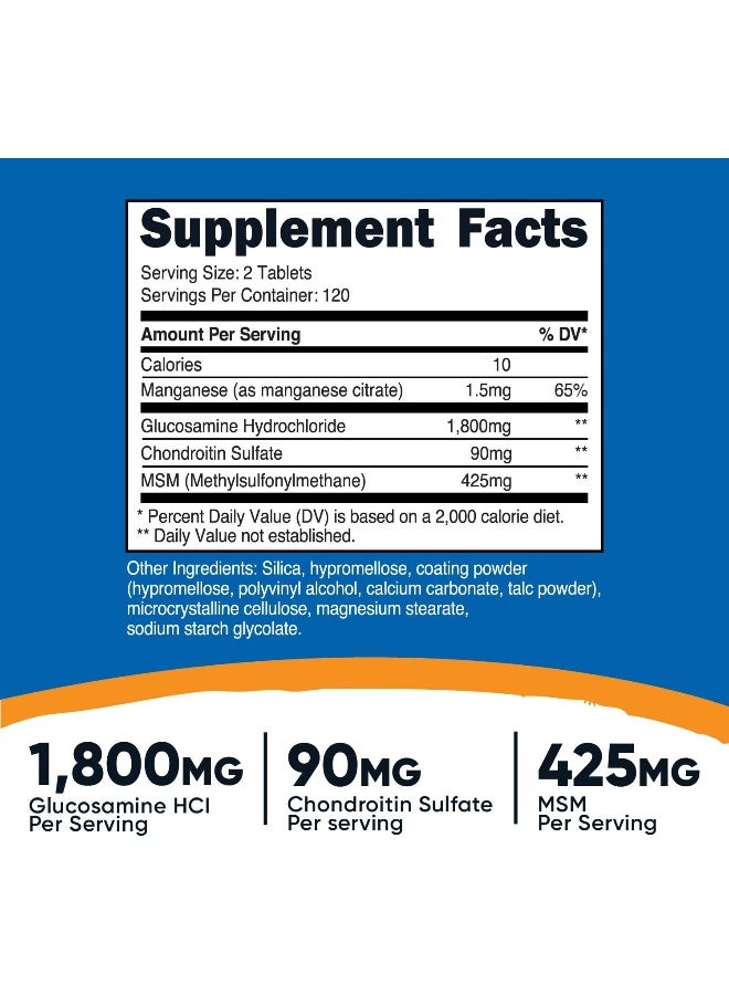 Nutricost Glucosamine 1800Mg With Chondroitin & Msm, 240 Tablets, 120 Servings - Joint Support Formula - Non-Gmo, Gluten Free - Image 2