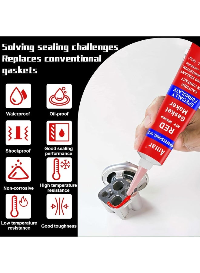 2 PCS DEFAONS Red RTV Silicone Gasket Maker 85g High Temperature Sealant for Engine Auto Repair ERPC5460 - Image 4
