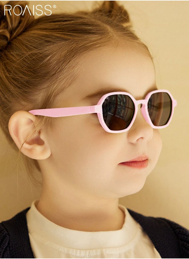 roaiss - Hexagon Polarized Sunglasses for Babies, UV400 Protection Cute Beach Holiday Sun Glasses with Lightweight Flexible TPEE Frame and Elastic Strap for Boys Girls Age 0-3, Pink - Image 1