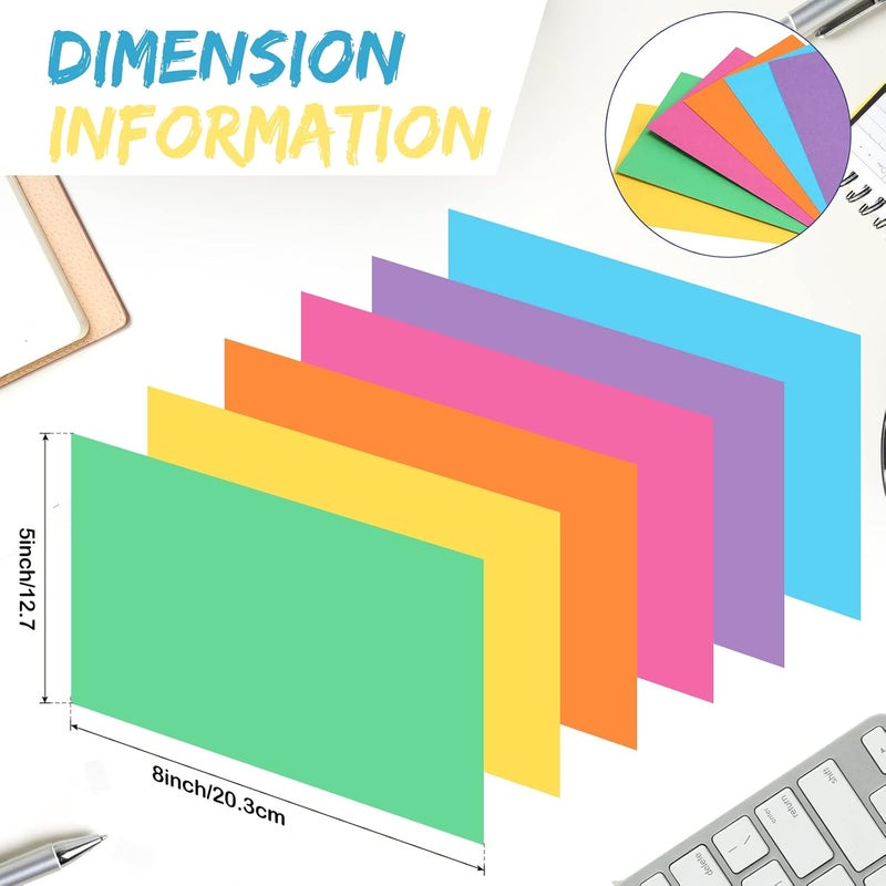 Fainne 300 Pcs 5 x 8 Inches Blank Index Cards 180 Gsm Thick Card Stock Assorted Color Neon Blank Flash Cards Colorful Study Notecards for Organizing(Bright Colors) - Image 2