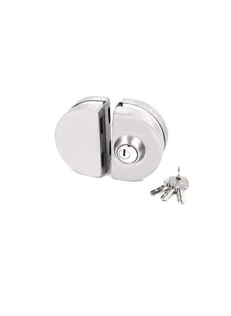 Semi Circle Glass Door Lock with 3 Brass Wave Keys  - Image 1