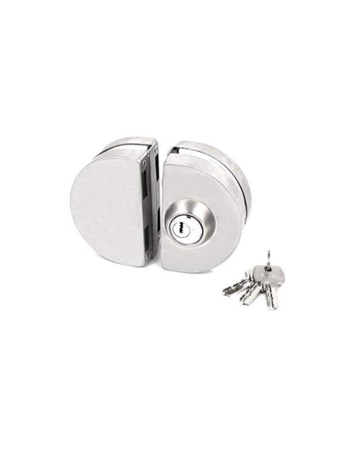 Semi Circle Glass Door Lock with 3 Brass Wave Keys  - Image 3