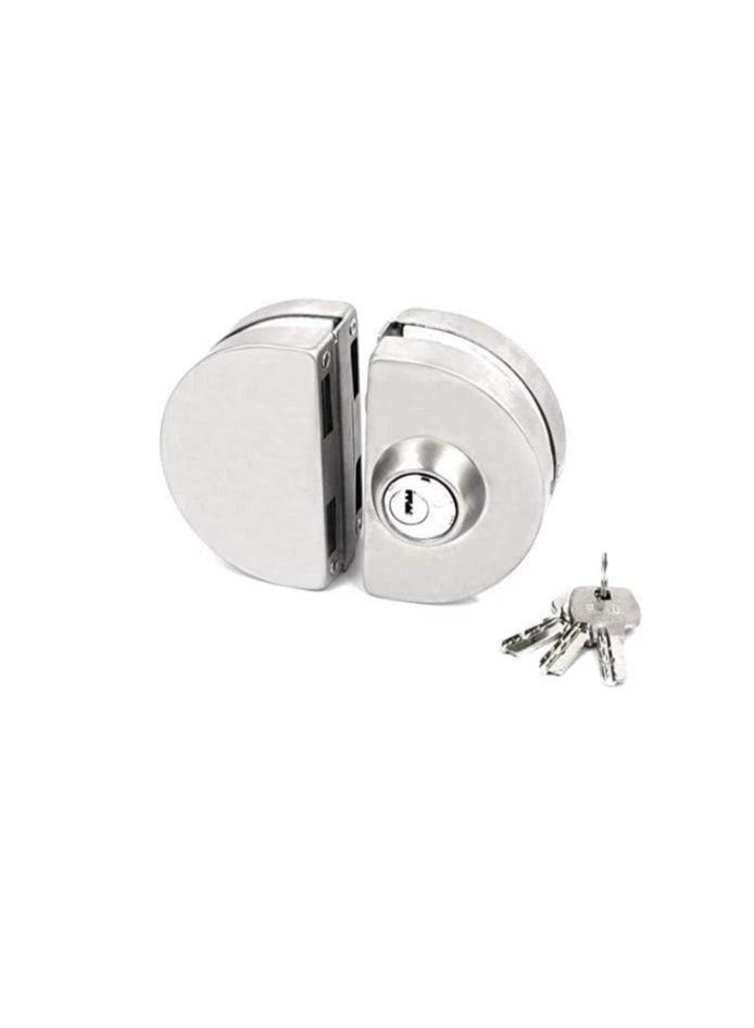 Semi Circle Glass Door Lock with 3 Brass Wave Keys  - Image 2