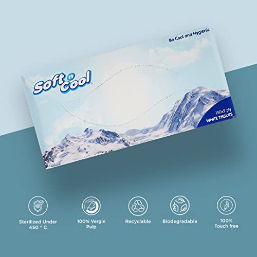 Soft N Cool 2 Ply Facial Tissue Box | Car Tissue | Pack of 5 (150 Pulls Per Box, 750 Sheets) |100% pure, natural virgin paper - Ultra Soft, Absorbent Travel Essential | Made in Dubai (U.A.E) - Image 4