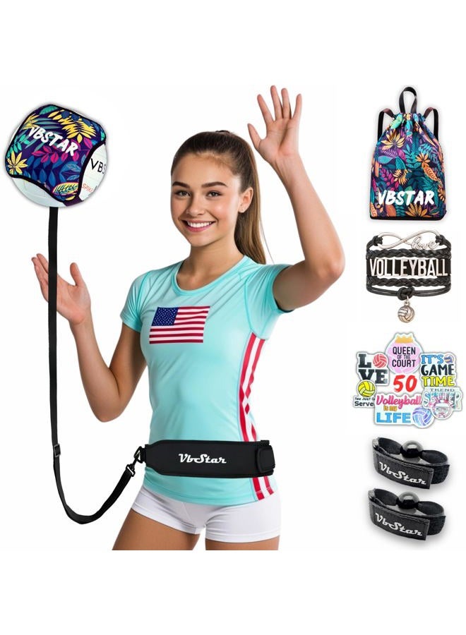 VbStar (Black&White Volleyball Training Kit) - Volleyball Training Equipment Aid - Practise Your Serving, Setting & Spiking with Ease, Great Solo Serve & Spike Trainer for Beginners & Pro, Perfect Volleyball - Image 1
