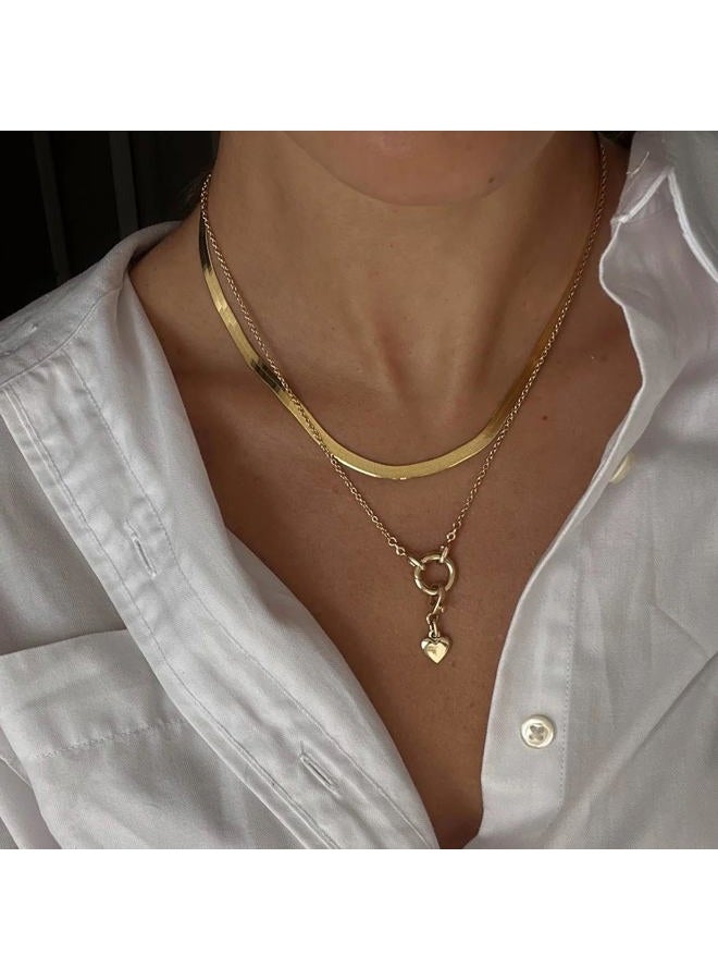 WomenGifts 14K Gold Silver Plated Herringbone Necklace for Women, Dainty Snake Chain Choker, Trendy Simple Long Layered Jewelry Non Tarnish, 3/4/5/8mm,14,16,18,20,22,24,26 Inch Thin & Chunky Options - Image 5