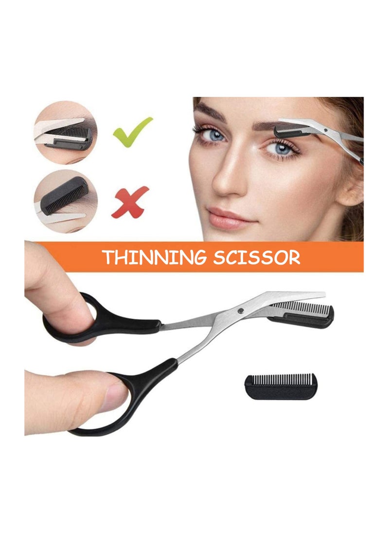 Excefore - 8PCS Professional Eyebrow Shaping Grooming Kit, Eyebrow Scissors, Eyebrow Pencil, Eyebrow Brush, Trimmer, Brush, Beauty Tools Set With Leather Bag Eyebrow Grooming Kit For Women And Men, Pink - Image 1