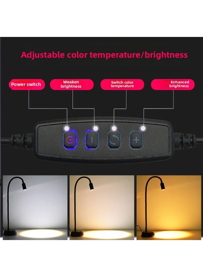 Desktop Led Jewelry Photo Spotlight Diamond Jewelry Text Play Still Life Mobile Phone Photography Live Fill Light-Light Source Color:85W Three-color Bulb + Lamp Holder + Long Chassis Bracket +20*30  - Image 3