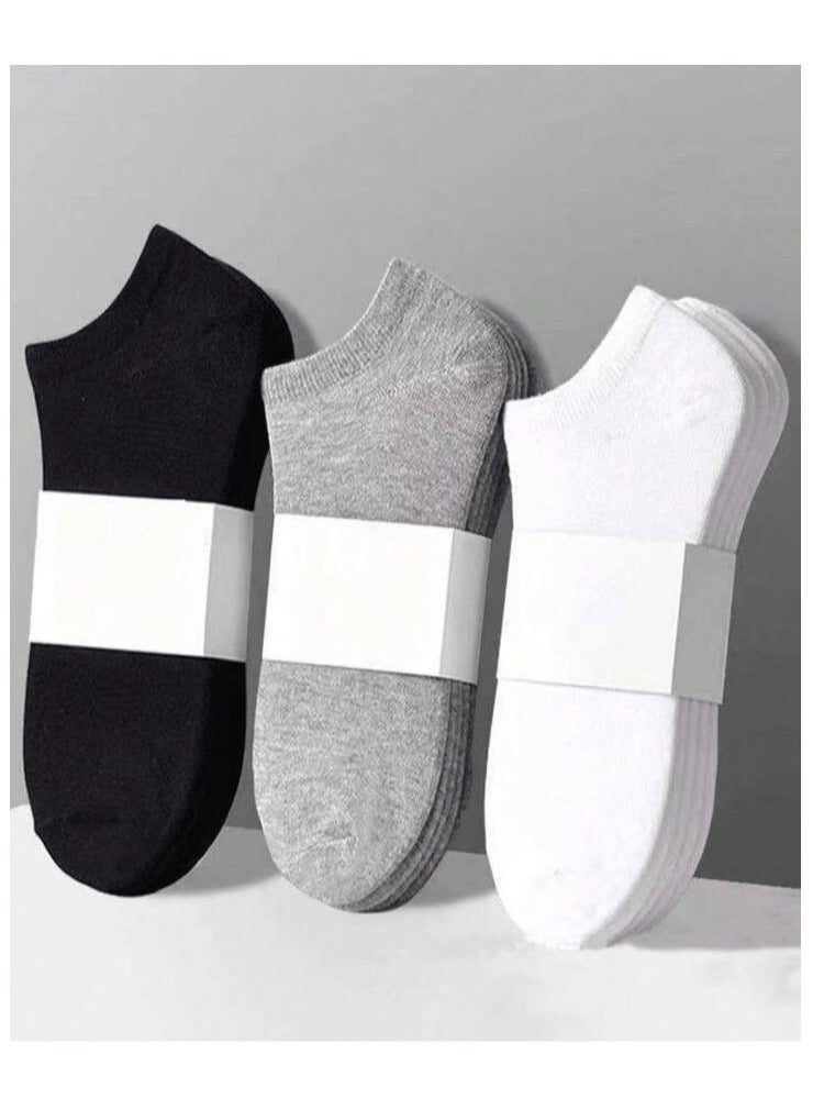 جوارب قصيرة للرجال من القطن الخالص غير مرئية ومضادة للانزلاق،3 قطع - Image 1