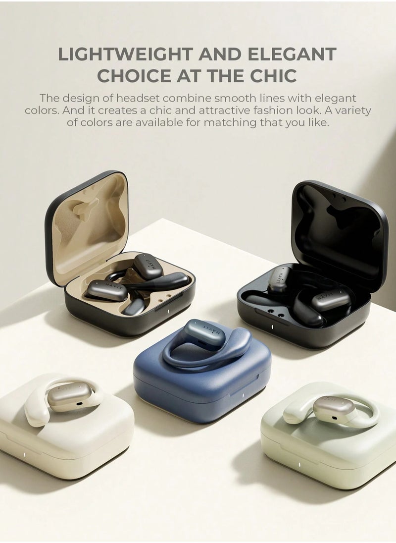 havit Open-Ear True Wireless Bluetooth Headphones with Microphone, Wireless Earbuds with Secure Earhooks, Air Conduction Technology for Sports, Superior Stereo Sound Quality, Sweat-Resistant Design, Fast Charging, 25 Hours Playtime Including Charging Case, Ideal for Active Lifestyles  - Image 5