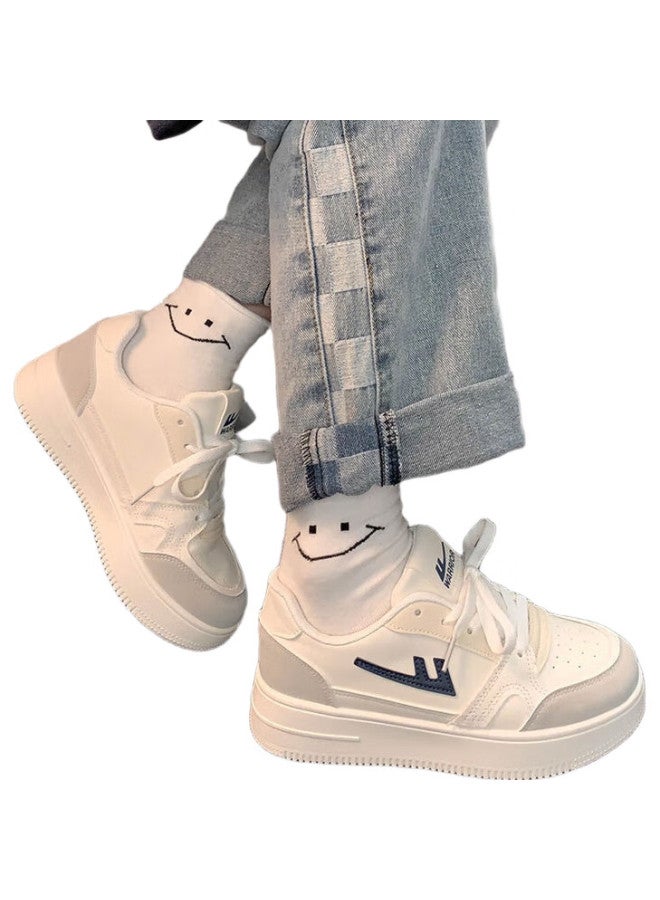 Pull Back Huili Women'S Shoes, Thick-Soled Sneakers, Versatile Casual Style, Sports White Shoes, 1877 White-Gray, Size 35 - Image 2