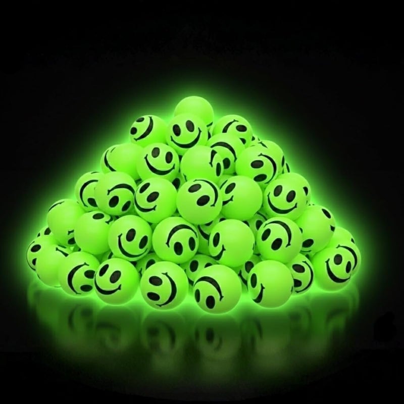 ArtCreativity 36 PCS Glow in The Dark Smile Face Bouncy Balls - Bulk Pack of 36, 1 Inch High Bounce Balls for Kids, Christmas Party Favors, Goodie Bag Stuffers for Boys and Girls - Image 1