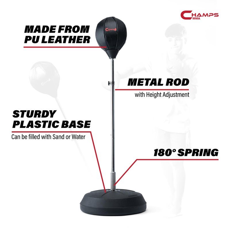 Champs MMA Punching Bag for Kids with Stand | Freestanding Reflex Bag Dummy | Adjustable Height Punch Bag Stand with Gloves â€“ Exercise Equipment for Agility, Hand-Eye Coordination Workout Kit - Image 4
