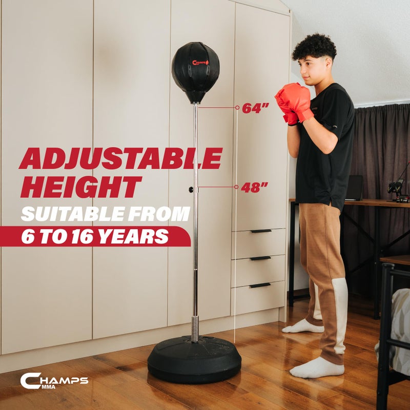 Champs MMA Punching Bag for Kids with Stand | Freestanding Reflex Bag Dummy | Adjustable Height Punch Bag Stand with Gloves â€“ Exercise Equipment for Agility, Hand-Eye Coordination Workout Kit - Image 5