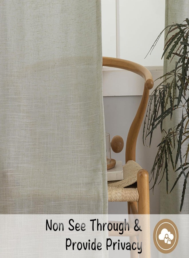 DONREN Tan Beige Burlap Linen Back Tab Curtains 84 Inch Length for Living Room - 2 Panels Hook Belt Pleated Rod Pocket Drapes Rustic Farmhouse Boho Decor Light Filtering Privacy Semi Sheer Bedroom Curtains - Image 4