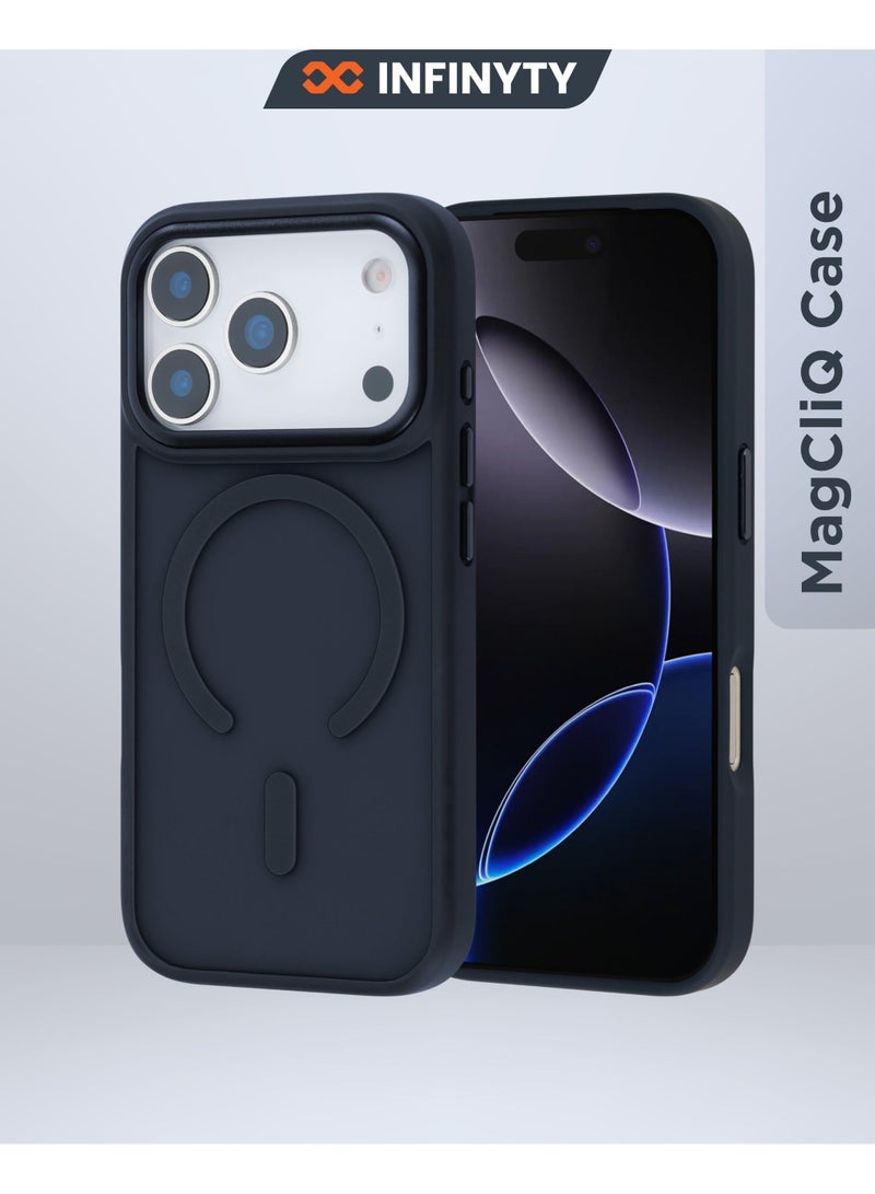 INFINYTY iPhone 17 Pro Max Premium Frosted Soft Touch Case with Metallic Camera Frame– Modo Dark Blue, Matte Back, MagSafe Compatible, Mil. Grade Drop Protection, Anti-Slip Grip, Scratch-Resistant, Soft-Touch Finish, Raised Camera and Screen Protection - Image 1