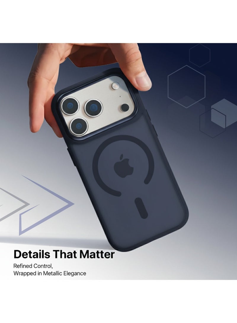 INFINYTY iPhone 17 Pro Max Premium Frosted Soft Touch Case with Metallic Camera Frame– Modo Dark Blue, Matte Back, MagSafe Compatible, Mil. Grade Drop Protection, Anti-Slip Grip, Scratch-Resistant, Soft-Touch Finish, Raised Camera and Screen Protection - Image 3