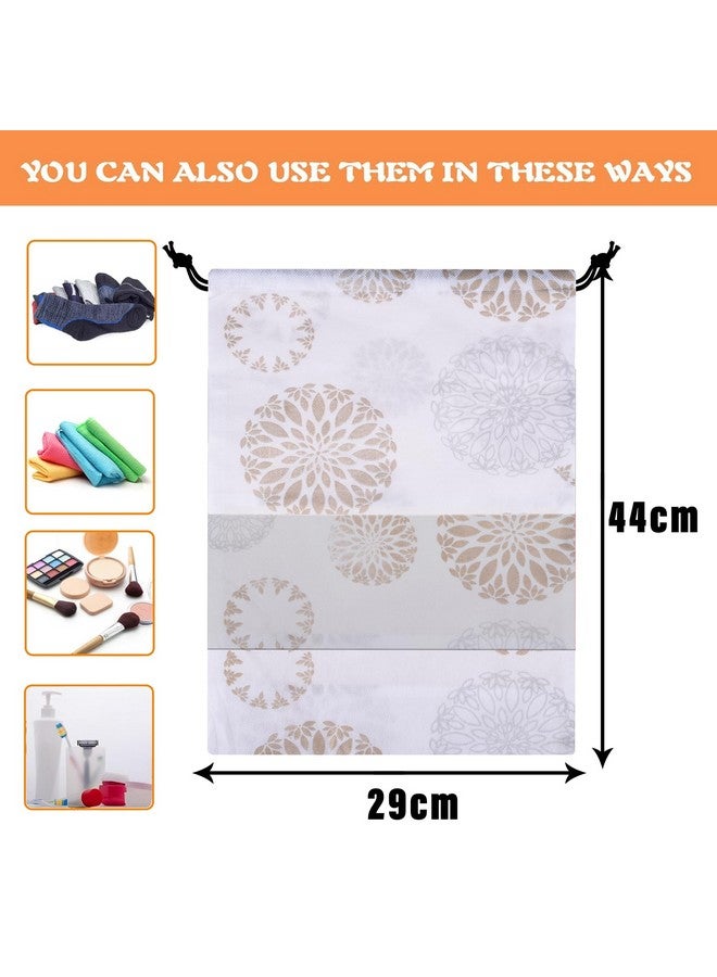 Kuber Industries Kuber Industries Pack of 6 Shoe Bags | Shoe Cover with Transparent Window | Storage Organizers Set | Shoe Bags for Travel | Drawstring Shoe Storage Bags | Shoe Pouches | Gola-Print | White - Image 3