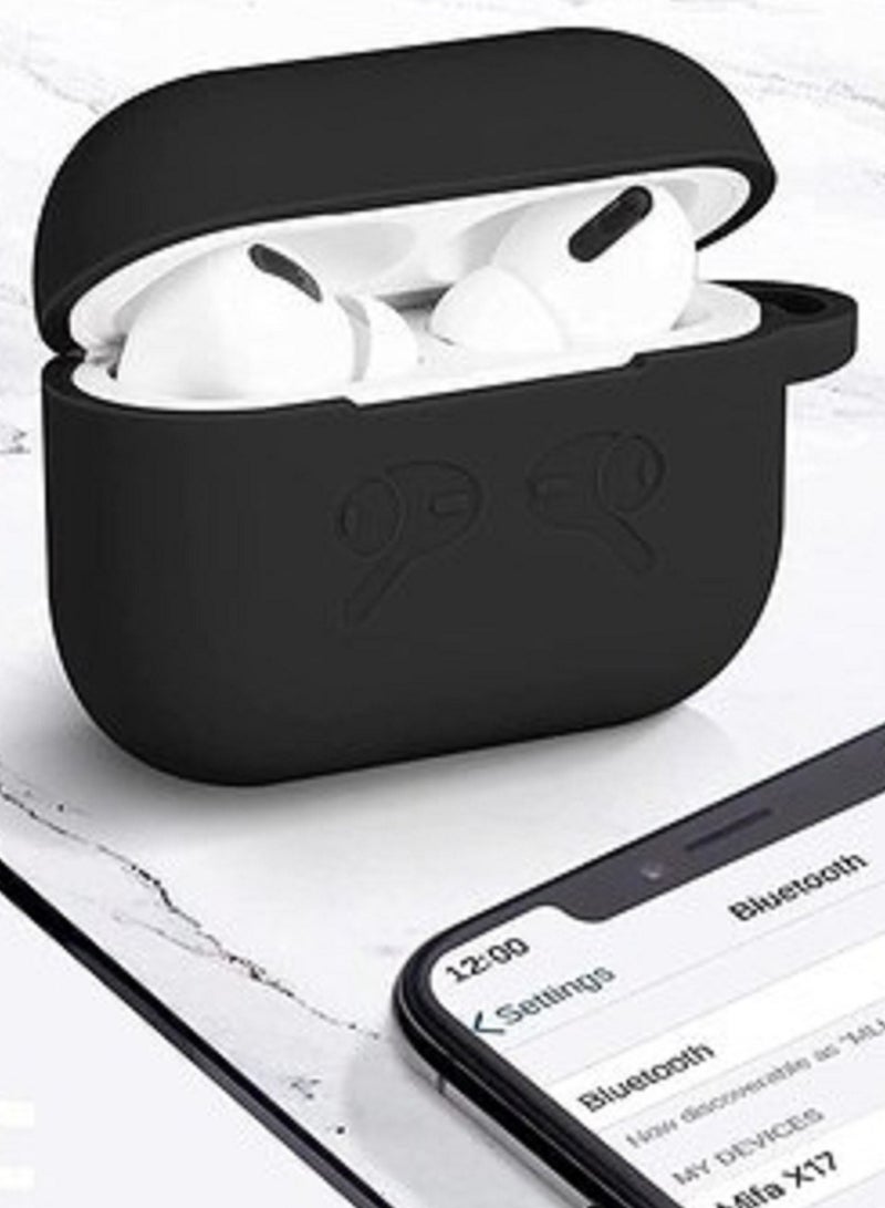 غطاء حماية لجهاز AirPods Pro 2 الجيل الثاني مع سلسلة مفاتيح، غطاء حماية كامل من السيليكون الناعم من الأمام بإضاءة LED مرئية باللون الأسود