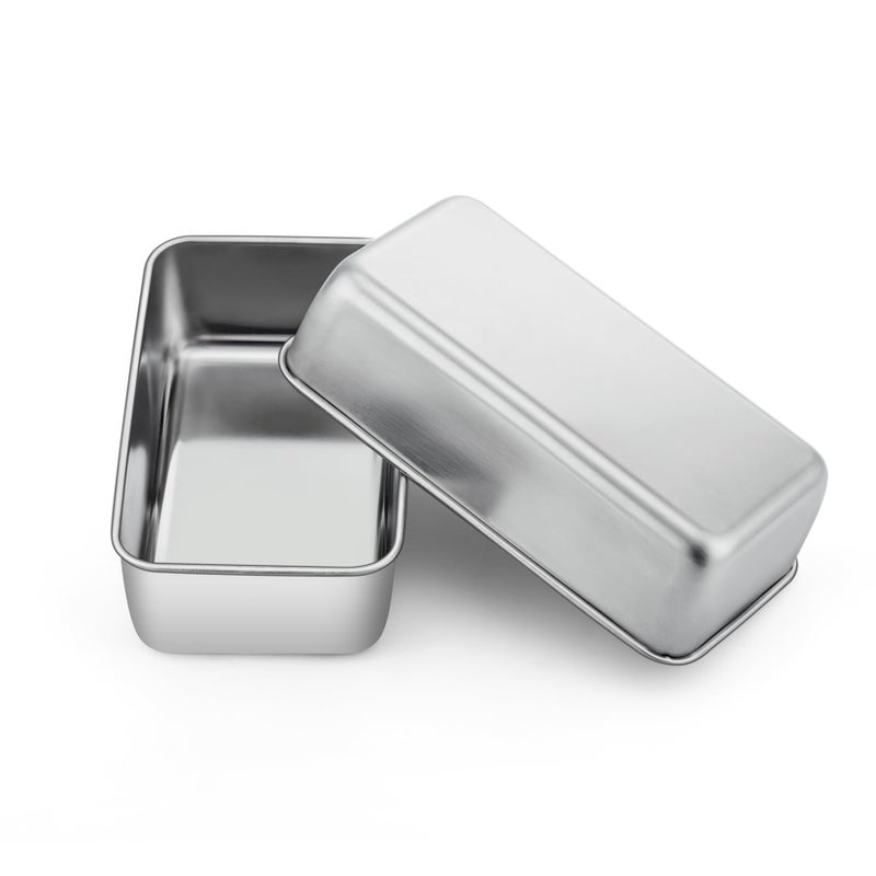 P&P CHEF Loaf Pan Set, 9 x 5 Inch Bread Pans, Stainless Steel Loaf Toast Baking Pans For Bread Meatloaf Lasagna Cake, Healthy & Non Toxic, Oven Safe& Easy Clean, (Silver, 2Pcs) - Image 1