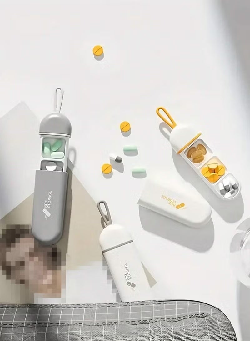 سيستار (أبيض برتقالي) صندوق دواء مدمج ومتين مقاوم للرطوبة مكون من ثلاثة أقسام - ختم مقاوم للماء، مادة ABS صديقة للبيئة، سعة كبيرة، مناسب جدًا للسفر والاستخدام اليومي وتخزين الأدوية وحملها - Image 3