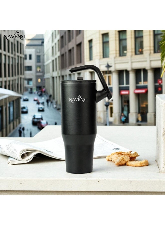 NAVENSI Insulated Travel Tumbler Coffee Mug with Handle & Lid – Large Capacity Stainless Steel Reusable Cup, Leak-Resistant, Keeps Hot & Cold Beverages Fresh – Office, Home & Car Use - Image 4