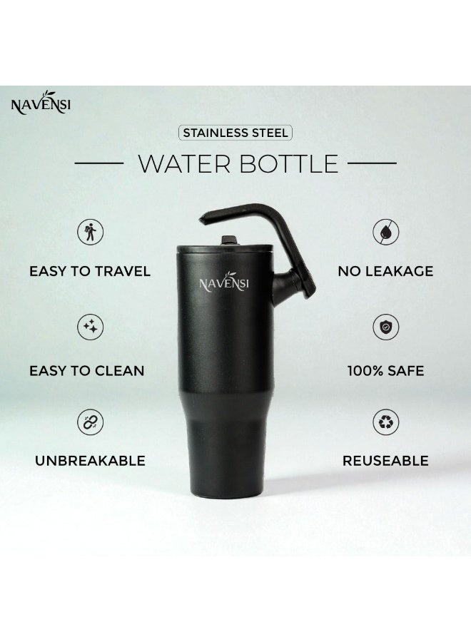 NAVENSI Insulated Travel Tumbler Coffee Mug with Handle & Lid – Large Capacity Stainless Steel Reusable Cup, Leak-Resistant, Keeps Hot & Cold Beverages Fresh – Office, Home & Car Use - Image 3