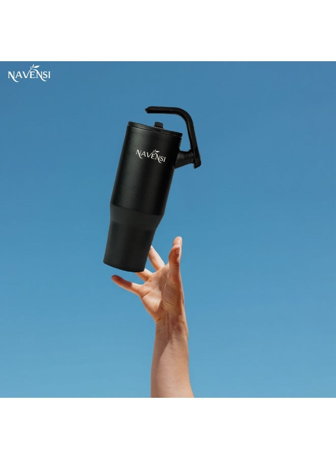 NAVENSI Insulated Travel Tumbler Coffee Mug with Handle & Lid – Large Capacity Stainless Steel Reusable Cup, Leak-Resistant, Keeps Hot & Cold Beverages Fresh – Office, Home & Car Use - Image 2