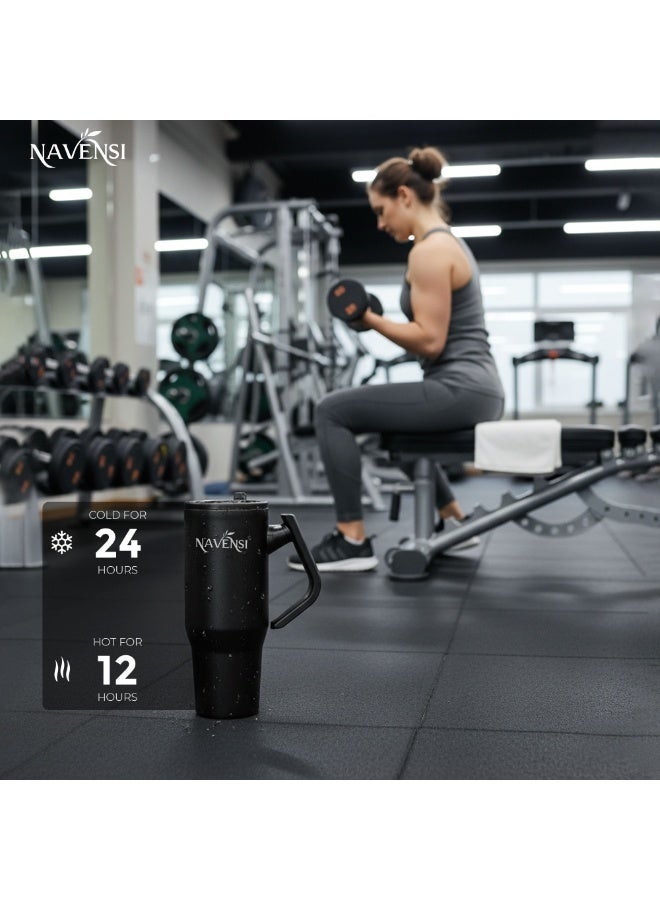 NAVENSI Insulated Travel Tumbler Coffee Mug with Handle & Lid – Large Capacity Stainless Steel Reusable Cup, Leak-Resistant, Keeps Hot & Cold Beverages Fresh – Office, Home & Car Use - Image 5