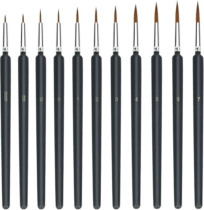 Cozron Cozron Miniature Paint Brushes, Detail Fine Tip Paint Brushes Set with Ergonomic Handle - Suitable for Acrylic Painting, Oil, Face, Nail, Scale Model Painting (Multicolor) (11 pcs) - Image 1