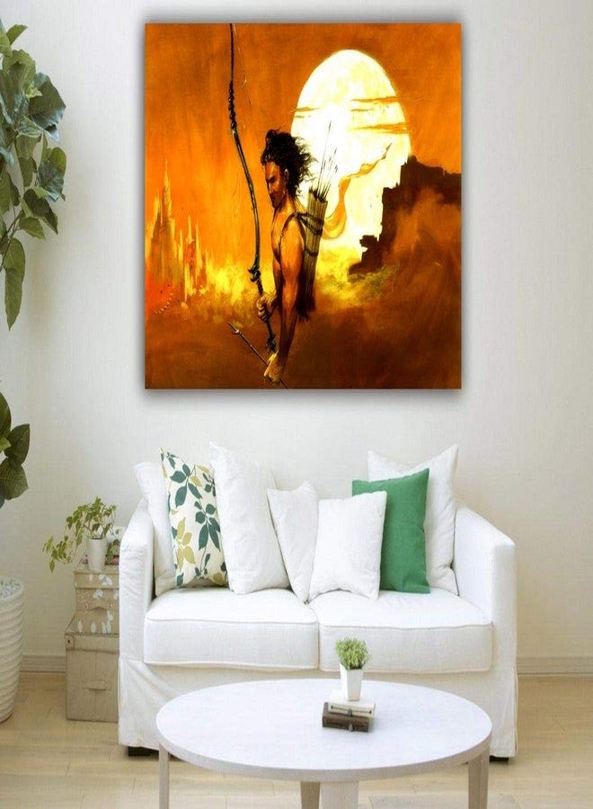 PIXELARTZ Lord Shri Ram Ayodhyapati Blessing Modern artwork with Unframed Shri ram with Dhanush wall Hanging Painting For Living room office home (35x20 Inches) - Image 2