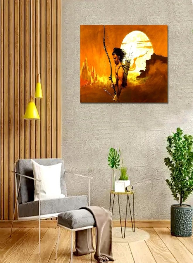 PIXELARTZ Lord Shri Ram Ayodhyapati Blessing Modern artwork with Unframed Shri ram with Dhanush wall Hanging Painting For Living room office home (35x20 Inches) - Image 4