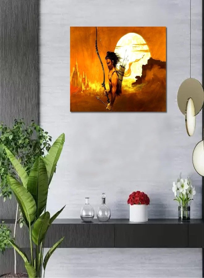 PIXELARTZ Lord Shri Ram Ayodhyapati Blessing Modern artwork with Unframed Shri ram with Dhanush wall Hanging Painting For Living room office home (35x20 Inches) - Image 3