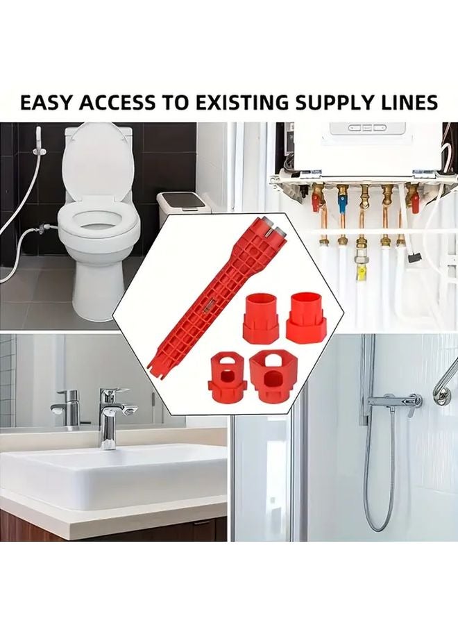 Red 14 In 1 Faucet And Sink Installation Tool Adjustable Wrench Durable Plastic - Image 5