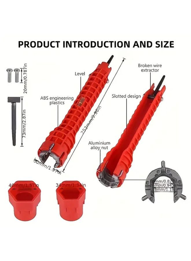 Red 14 In 1 Faucet And Sink Installation Tool Adjustable Wrench Durable Plastic - Image 4