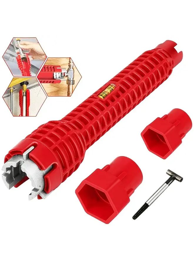Red 14 In 1 Faucet And Sink Installation Tool Adjustable Wrench Durable Plastic - Image 2