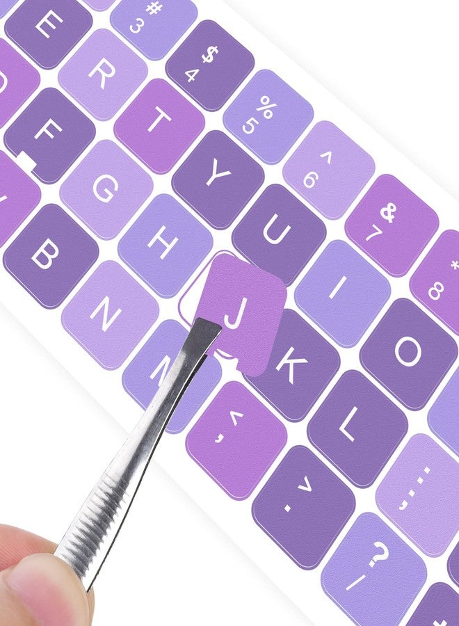 DAMMOMKO 2PCS English Keyboard Stickers, Purple Background with White Lettering, Universal Keyboard Replacement Stickers for Computer Laptop Notebook Desktop - Image 1