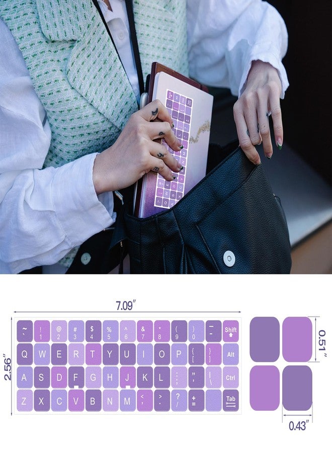 DAMMOMKO 2PCS English Keyboard Stickers, Purple Background with White Lettering, Universal Keyboard Replacement Stickers for Computer Laptop Notebook Desktop - Image 3