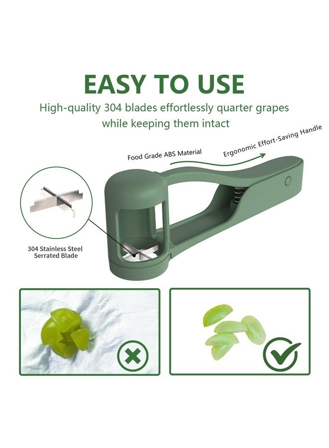 Luvan Grape Cutter for Toddlers 1-3, Grape Slicer Kitchen Gadget for Vegetable Fruit Salad Cake Decor, Stainless Steel Baby Grape Quarter Cutter Tool for Cherry Tomato Strawberry Blueberry - Green - Image 3