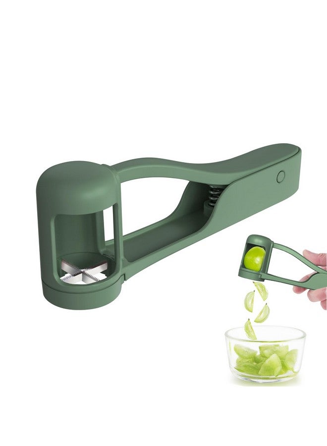 Luvan Grape Cutter for Toddlers 1-3, Grape Slicer Kitchen Gadget for Vegetable Fruit Salad Cake Decor, Stainless Steel Baby Grape Quarter Cutter Tool for Cherry Tomato Strawberry Blueberry - Green - Image 1
