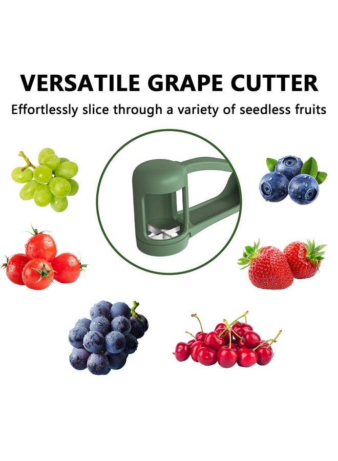 Luvan Grape Cutter for Toddlers 1-3, Grape Slicer Kitchen Gadget for Vegetable Fruit Salad Cake Decor, Stainless Steel Baby Grape Quarter Cutter Tool for Cherry Tomato Strawberry Blueberry - Green - Image 5