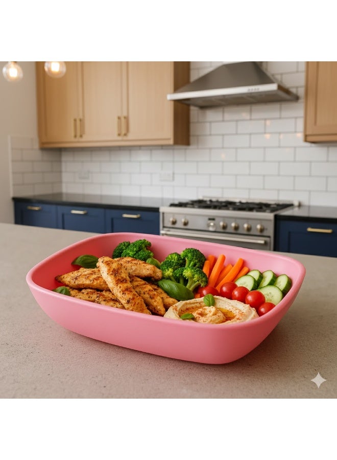 favilla Rectangular plastic plate set - 3 pieces, multi-purpose - Code 1052 - Rose color - Image 4